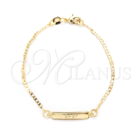 Oro Laminado ID Bracelet, Gold Filled Style Mariner Design, Polished, Golden Finish, 03.32.0287.06