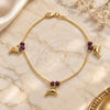 Oro Laminado Charm Bracelet, Gold Filled Style Dolphin and Box Design, with Violet Opal, Polished, Golden Finish, 03.32.0291.07