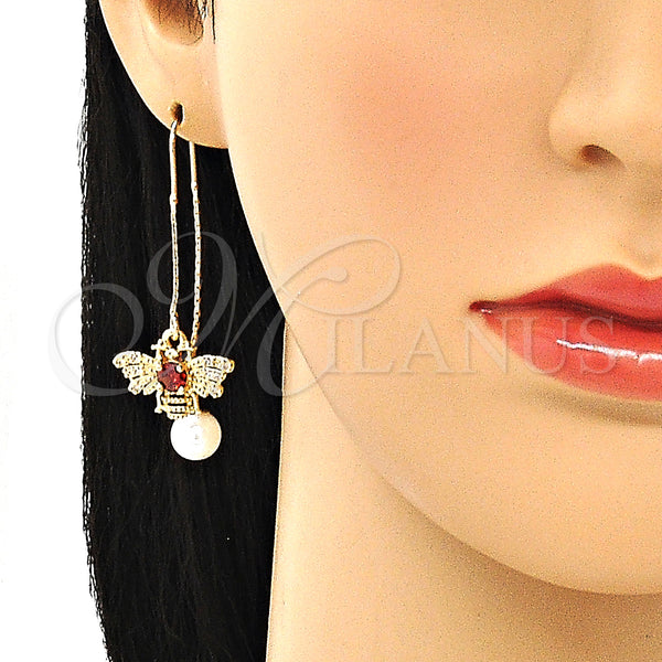 Gold Filled Ring — Threader Earring Bee Design with Garnet and White — alternate product view — SKU 133956 | Oro Laminado anillo — Threader Earring Bee diseño with Garnet and blanco — SKU 133956