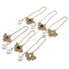 Oro Laminado Threader Earring, Gold Filled Style Bee Design, with Garnet and White Cubic Zirconia, Polished, Golden Finish, 02.210.0357.1