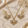 Oro Laminado Earring and Pendant Adult Set, Gold Filled Style Bee Design, with White Cubic Zirconia, Polished, Golden Finish, 10.210.0140