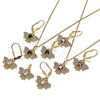 Oro Laminado Earring and Pendant Adult Set, Gold Filled Style Bee Design, with Black and White Cubic Zirconia, Polished, Golden Finish, 10.210.0140.2