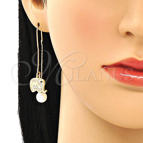 Gold Filled Ring — Threader Earring Elephant Design with White and Black — alternate product view — SKU 133961 | Oro Laminado anillo — Threader Earring Elephant diseño with blanco and negro — SKU 133961