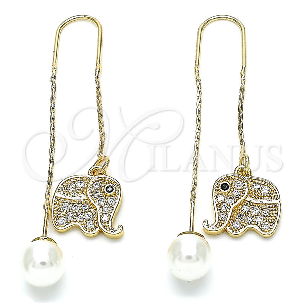 Gold Filled Ring — Threader Earring Elephant Design with White and Black — main product view — SKU 133961 | Oro Laminado anillo — Threader Earring Elephant diseño with blanco and negro — SKU 133961