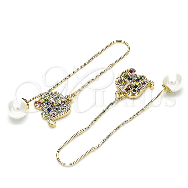 Gold Filled Ring — Threader Earring Elephant Design with Multicolor Micro Pave — alternate product view — SKU 133962 | Oro Laminado anillo — Threader Earring Elephant diseño with Multicolor Micro Pave — SKU 133962