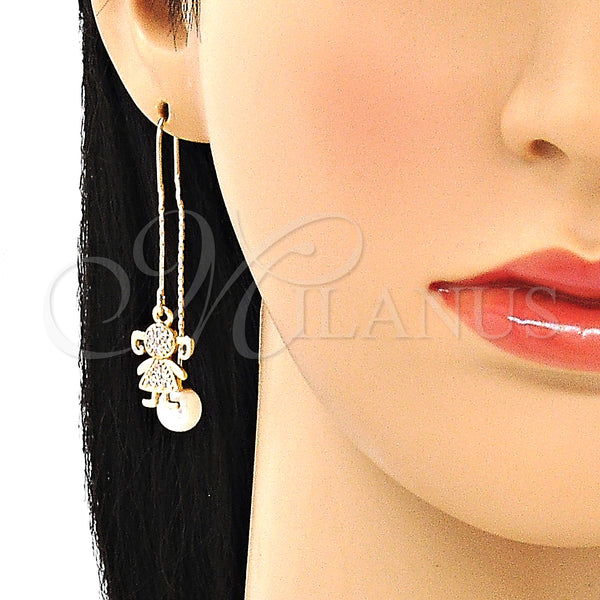 Gold Filled Ring — Threader Earring Little Girl Design with White Micro — alternate product view — SKU 133963 | Oro Laminado anillo — Threader Earring Little Girl diseño with blanco Micro — SKU 133963
