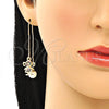 Oro Laminado Threader Earring, Gold Filled Style Little Girl Design, with Multicolor Micro Pave, Polished, Golden Finish, 02.210.0359.1