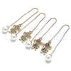 Oro Laminado Threader Earring, Gold Filled Style Little Girl Design, with Multicolor Micro Pave, Polished, Golden Finish, 02.210.0359.1