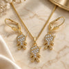 Oro Laminado Earring and Pendant Adult Set, Gold Filled Style Little Boy Design, with White Micro Pave, Polished, Golden Finish, 10.210.0143