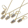 Oro Laminado Earring and Pendant Adult Set, Gold Filled Style Little Boy Design, with White Micro Pave, Polished, Golden Finish, 10.210.0143
