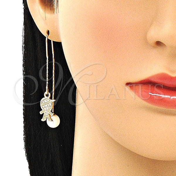 Gold Filled Ring — Threader Earring Little Boy Design with White Micro — alternate product view — SKU 133971 | Oro Laminado anillo — Threader Earring Little Boy diseño with blanco Micro — SKU 133971