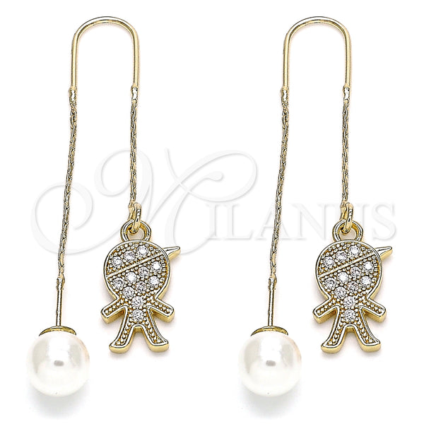 Gold Filled Ring — Threader Earring Little Boy Design with White Micro — main product view — SKU 133971 | Oro Laminado anillo — Threader Earring Little Boy diseño with blanco Micro — SKU 133971