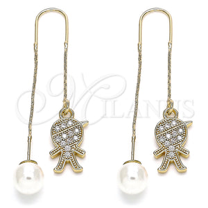 Gold Filled Ring — Threader Earring Little Boy Design with White Micro — main product view — SKU 133971 | Oro Laminado anillo — Threader Earring Little Boy diseño with blanco Micro — SKU 133971
