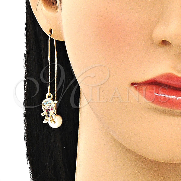 Gold Filled Ring — Threader Earring Little Boy Design with Multicolor Micro — alternate product view — SKU 133972 | Oro Laminado anillo — Threader Earring Little Boy diseño with Multicolor Micro — SKU 133972
