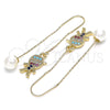 Oro Laminado Threader Earring, Gold Filled Style Little Boy Design, with Multicolor Micro Pave, Polished, Golden Finish, 02.210.0360.1