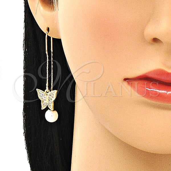 Gold Filled Ring — Threader Earring Butterfly Design with White Micro Pave — alternate product view — SKU 133973 | Oro Laminado anillo — Threader Earring Butterfly diseño with blanco Micro Pave — SKU 133973