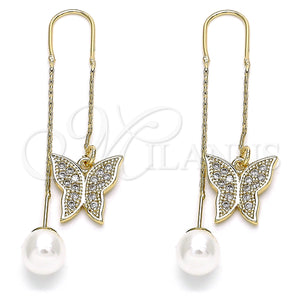 Gold Filled Ring — Threader Earring Butterfly Design with White Micro Pave — main product view — SKU 133973 | Oro Laminado anillo — Threader Earring Butterfly diseño with blanco Micro Pave — SKU 133973