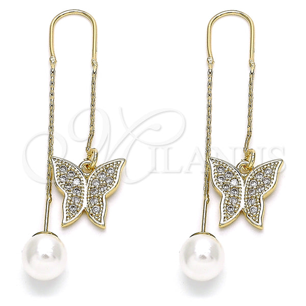 Gold Filled Ring — Threader Earring Butterfly Design with White Micro Pave — main product view — SKU 133973 | Oro Laminado anillo — Threader Earring Butterfly diseño with blanco Micro Pave — SKU 133973