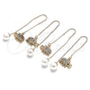 Oro Laminado Threader Earring, Gold Filled Style Elephant Design, with White Micro Pave, Polished, Golden Finish, 02.210.0362
