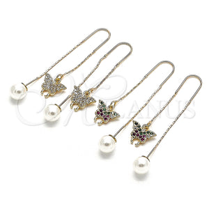 Gold Filled Ring — Threader Earring Butterfly Design with White Micro Pave — main product view — SKU 133991 | Oro Laminado anillo — Threader Earring Butterfly diseño with blanco Micro Pave — SKU 133991