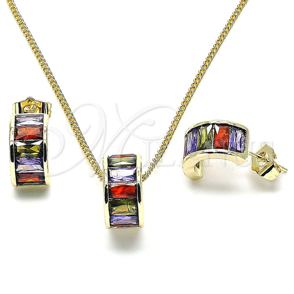 Gold Filled Ring — Earring and Pendant Adult Set Baguette Design with — main product view — SKU 134002 | Oro Laminado anillo — Earring and Pendant Adult Set Baguette diseño with — SKU 134002