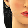 Oro Laminado Earring and Pendant Adult Set, Gold Filled Style Heart Design, with Multicolor Micro Pave, Polished, Golden Finish, 10.284.0010.2