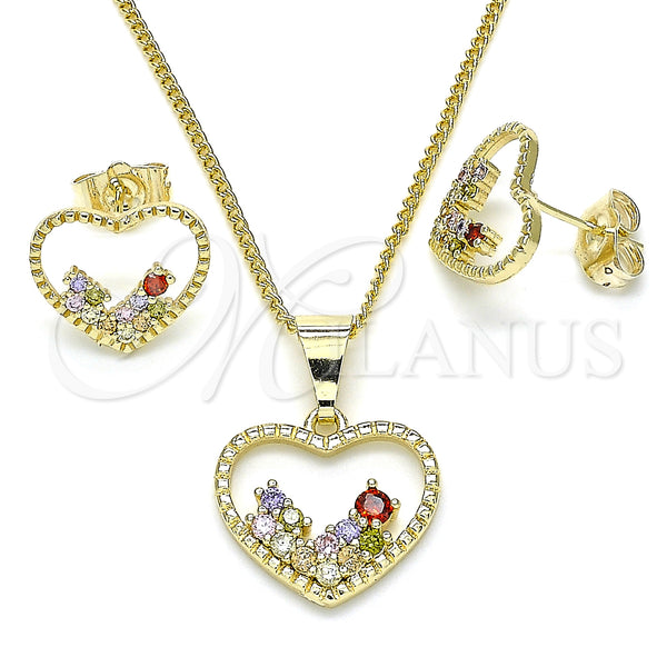 Gold Filled Ring — Earring and Pendant Adult Set Heart Design with — main product view — SKU 134010 | Oro Laminado anillo — Earring and Pendant Adult Set corazón diseño with — SKU 134010