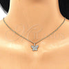 Oro Laminado Earring and Pendant Adult Set, Gold Filled Style Butterfly Design, with White Micro Pave, Polished, Golden Finish, 10.284.0012