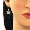 Oro Laminado Earring and Pendant Adult Set, Gold Filled Style Butterfly Design, with Garnet Micro Pave, Polished, Golden Finish, 10.284.0012.1