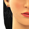Oro Laminado Stud Earring, Gold Filled Style Bee Design, with Garnet Cubic Zirconia and White Micro Pave, Polished, Golden Finish, 02.210.0369.1
