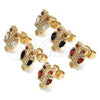 Oro Laminado Stud Earring, Gold Filled Style Owl Design, with White Cubic Zirconia and White Micro Pave, Polished, Golden Finish, 02.210.0370