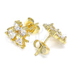 Oro Laminado Stud Earring, Gold Filled Style Little Girl and Little Boy Design, with White Cubic Zirconia, Polished, Golden Finish, 02.210.0373