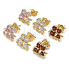 Oro Laminado Stud Earring, Gold Filled Style Little Girl and Little Girl Design, with Garnet Cubic Zirconia, Polished, Golden Finish, 02.210.0373.1