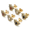 Oro Laminado Stud Earring, Gold Filled Style Butterfly Design, with White Cubic Zirconia and White Micro Pave, Polished, Golden Finish, 02.210.0374