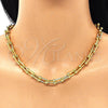 Oro Laminado Necklace and Bracelet, Gold Filled Style Oval Bar Design, Polished, Golden Finish, 10.341.0004