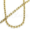 Oro Laminado Necklace and Bracelet, Gold Filled Style Oval Bar Design, Polished, Golden Finish, 10.341.0004