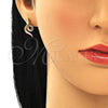 Oro Laminado Stud Earring, Gold Filled Style Snake Design, with Multicolor Micro Pave, Polished, Golden Finish, 02.210.0375.1