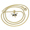 Oro Laminado Pendant Necklace, Gold Filled Style Dragon-Fly Design, with Black and White Cubic Zirconia, Polished, Golden Finish, 04.213.0208.1.24 (01 MM Thickness, 24 Inches Length)