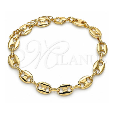 Oro Laminado Basic Bracelet, Gold Filled Style Puff Mariner Design, Polished, Golden Finish, 04.326.0002.08 (08 MM Thickness, 8 Inches Length)