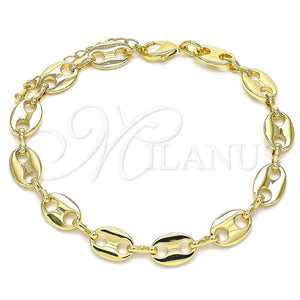 Gold Filled Bracelet — Basic Bracelet Puff Mariner Design Polished 04. 08 — main product view — SKU 134087 | Oro Laminado brazalete — básico Bracelet Puff Mariner diseño pulido 04. 08 — SKU 134087