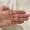 Oro Laminado Necklace and Bracelet, Gold Filled Style Evil Eye Design, Red Resin Finish, Golden Finish, 06.63.0199.2