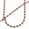 Oro Laminado Necklace and Bracelet, Gold Filled Style Evil Eye Design, Red Resin Finish, Golden Finish, 06.63.0199.2