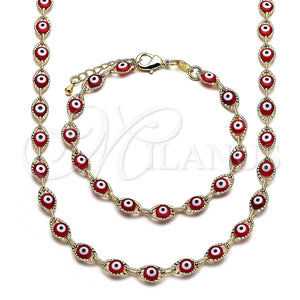 Gold Filled Bracelet — Necklace and Bracelet Evil Eye Design Red Resin — main product view — SKU 134091 | Oro Laminado brazalete — Necklace and Bracelet Evil Eye diseño Red Resin — SKU 134091
