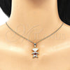 Oro Laminado Pendant Necklace, Gold Filled Style Little Girl Design, with Garnet Cubic Zirconia, Polished, Golden Finish, 04.253.0013.20 (01 MM Thickness, 20 Inches Length)