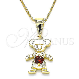 Gold Filled Necklace — Pendant Necklace Little Girl Design with Garnet Cubic — main product view — SKU 134098 | Oro Laminado collar — Pendant Necklace Little Girl diseño with Garnet Cubic — SKU 134098
