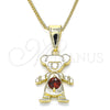 Oro Laminado Pendant Necklace, Gold Filled Style Little Girl Design, with Garnet Cubic Zirconia, Polished, Golden Finish, 04.253.0013.20 (01 MM Thickness, 20 Inches Length)