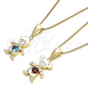 Oro Laminado Pendant Necklace, Gold Filled Style Little Girl Design, with Garnet Cubic Zirconia, Polished, Golden Finish, 04.253.0013.20 (01 MM Thickness, 20 Inches Length)