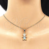 Oro Laminado Pendant Necklace, Gold Filled Style Little Boy Design, with Aqua Blue Cubic Zirconia, Polished, Golden Finish, 04.253.0014.20 (01 MM Thickness, 20 Inches Length)