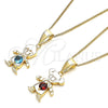 Oro Laminado Pendant Necklace, Gold Filled Style Little Boy Design, with Aqua Blue Cubic Zirconia, Polished, Golden Finish, 04.253.0014.20 (01 MM Thickness, 20 Inches Length)