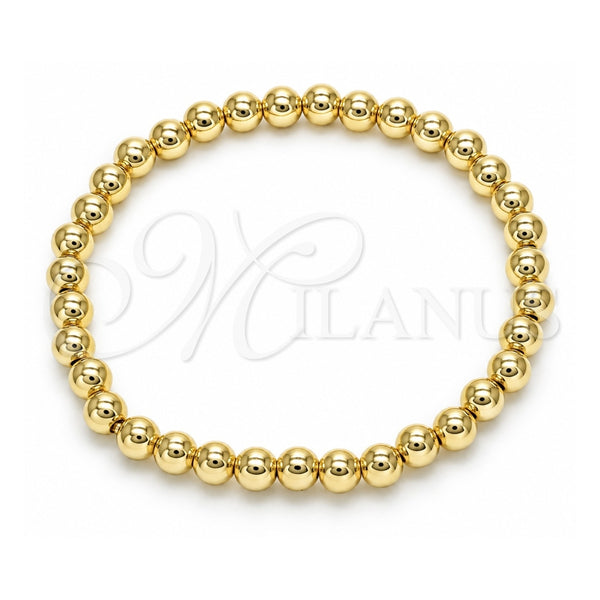 Oro Laminado Fancy Bracelet, Gold Filled Style Expandable Bead and Ball Design, Polished, Golden Finish, 03.299.0037.07 (06 MM Thickness, 7 Inches Length)